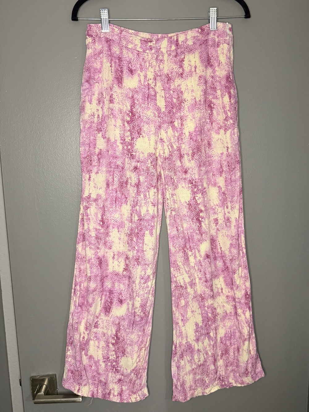 A Father’s Love Wide-Leg Pink & Cream Tie-Dye Pants, Size S